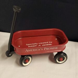 Vintage America's Promise Radio Flyer Wagon Metal Rolling Wheels 12 X 3¾ X 2¾